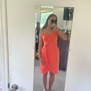 NWT Banana Republic Wrap Style Orange Midi Cocktail Dress size 6